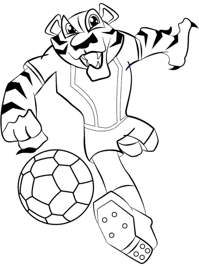 tiger soccer mascot coloring page