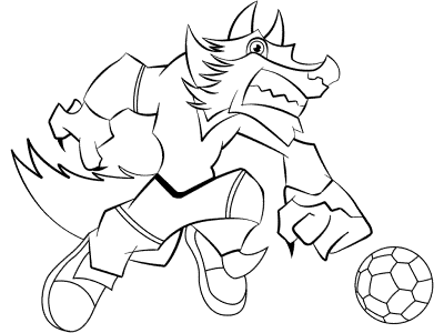 wolf soccer mascot coloring page