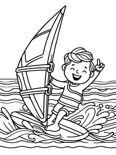 windsurfing coloring page