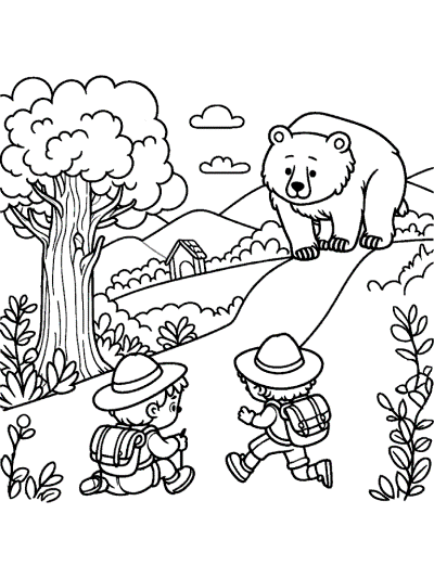 the bear and the travelers fable coloring page