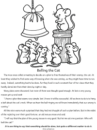 belling the cat fable coloring page with text