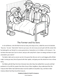 the farmer and his sons fable coloring page