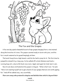 the fox and the grapes fable coloring page