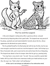 the fox and the leopard fable coloring page