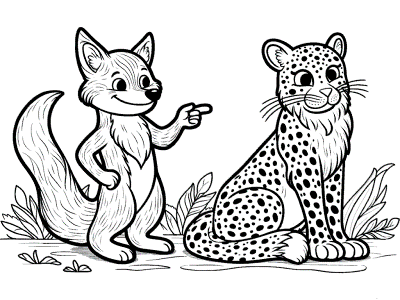 the fox and the leopard fable coloring page