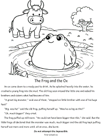 the frog and the ox fable coloring page