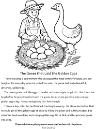 the goose that laid the golden eggs fable coloring page