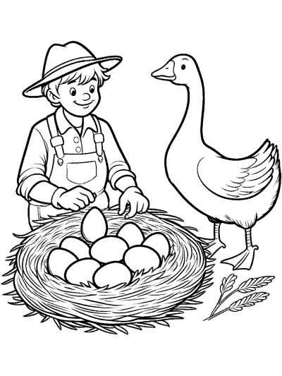 the goose that laid the golden eggs fable coloring page