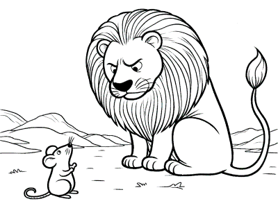 The Lion and the Mouse  coloring page