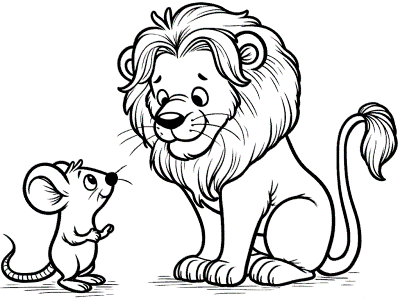 The Lion and the Mouse Coloring Pages and Printable Activities