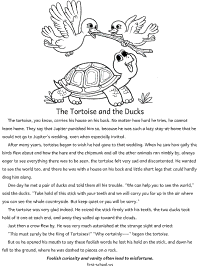 the tortoise and the duckks fable coloring page with text