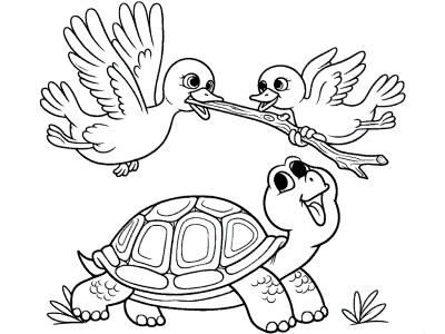 the tortoise and the ducks fable coloring page