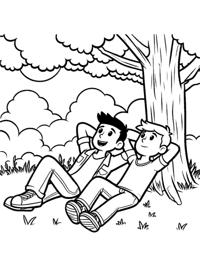 the travellers and the plane tree fable coloring page