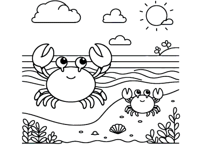 the young crab and his motherfable coloring page