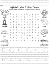 letter c word search and handwriting