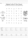 letter e word search and handwriting