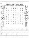 letter f word search and handwriting