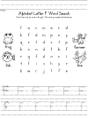 letter f word search and handwriting