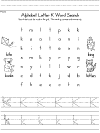 letter k word search and handwriting