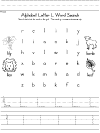 letter l word search and handwriting