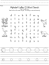 letter o word search and handwriting