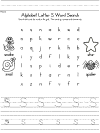 letter s word search and handwriting