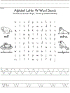 letter w word search and handwriting